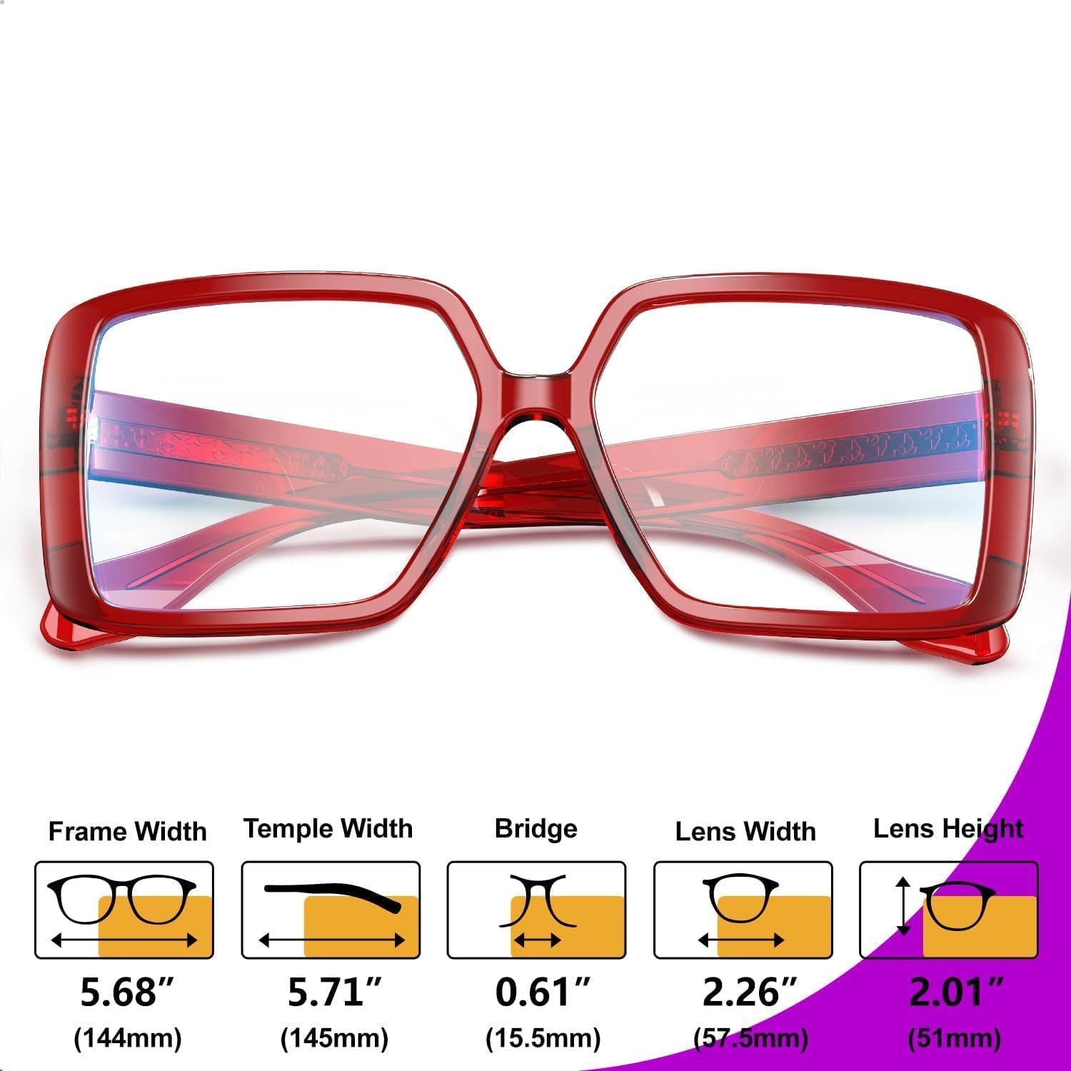 BudgetGlasses Harvard Women's Red – view 3