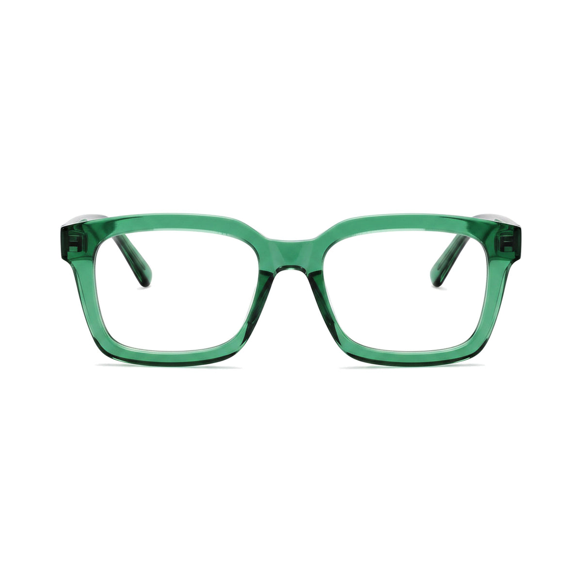 Havana Green oversized square prescription glasses, front view