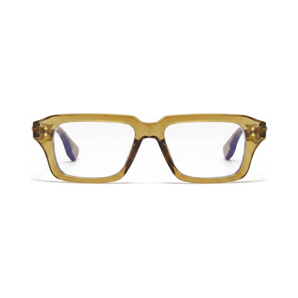 Miami Olive Green rectangle prescription glasses, front view