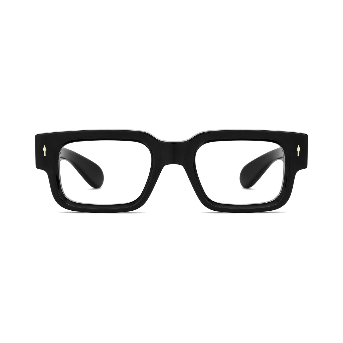 Firenze Black geometric square prescription glasses, front view