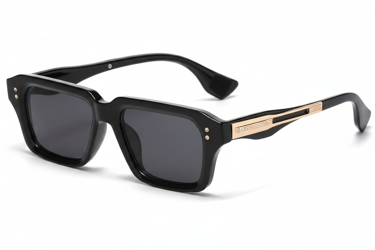 Miami Black sleek black rectangle glasses with premium TAC thermoplastic frame for comfort and durability