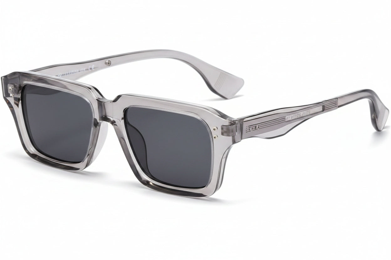 Miami Transparent Gray bold rectangle glasses with cool transparent gray TAC thermoplastic frame