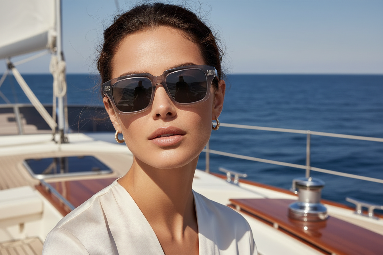 BudgetGlasses Miami Transparent Gray – view 2