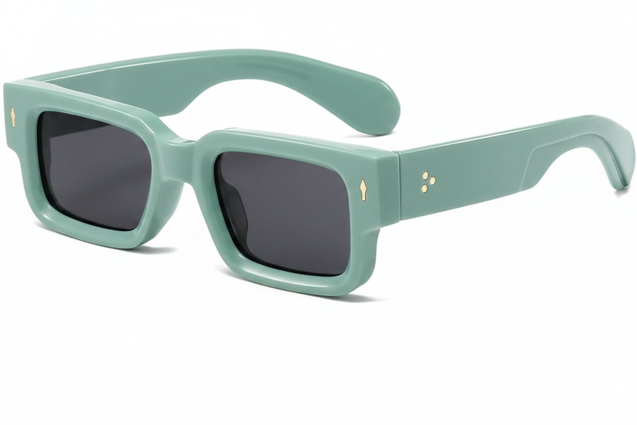 Firenze Mint Green modern square eyeglasses with clean geometric lines and vibrant mint green finish
