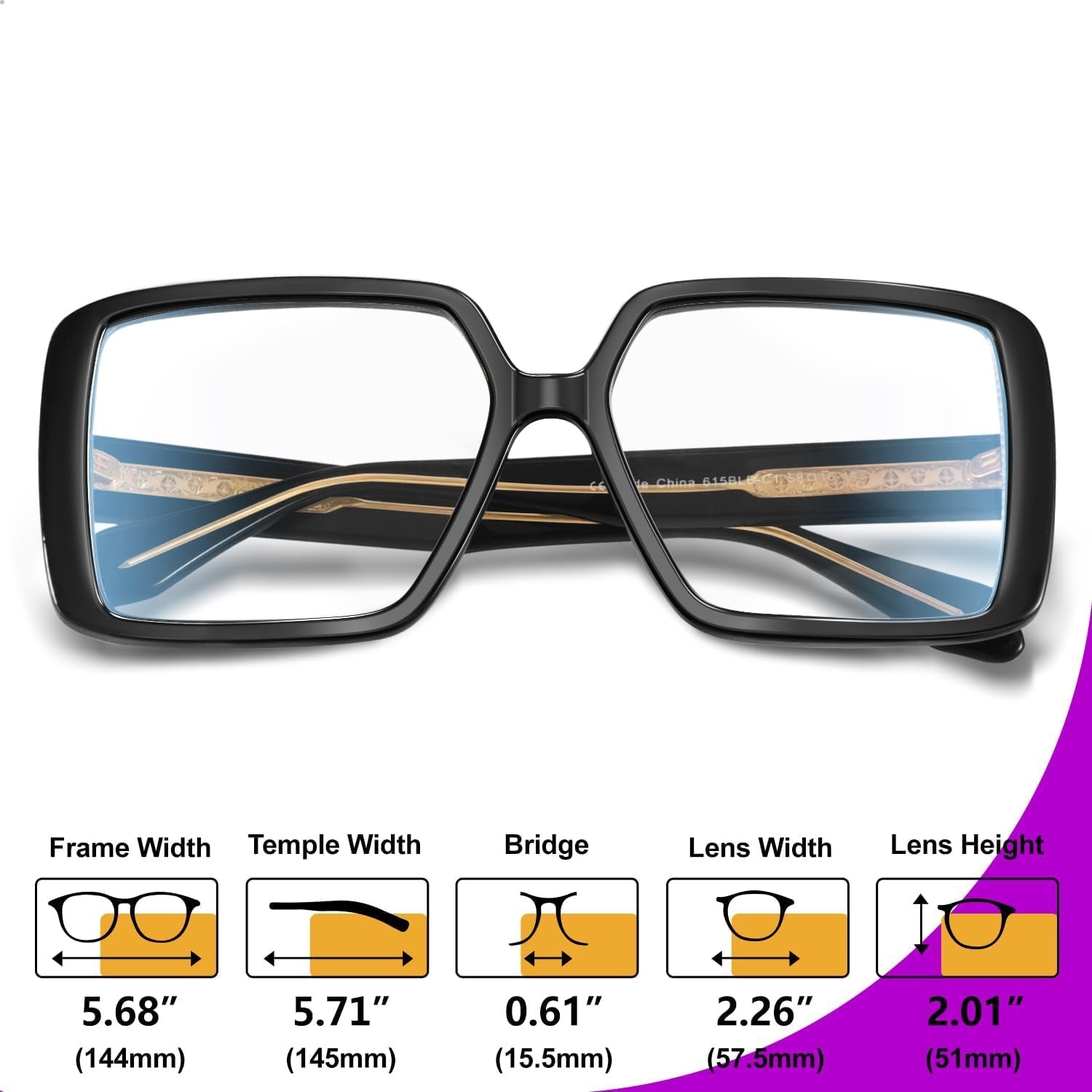 BudgetGlasses Harvard Women's Black – view 5