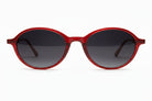 Olivia Burgundy Red retro oval eyeglasses with concentric pattern and rich burgundy frame