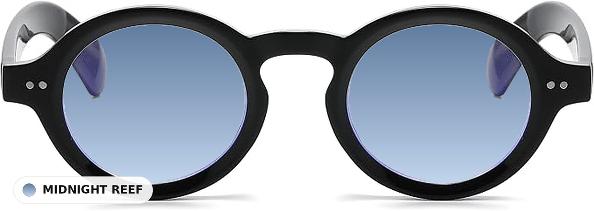 Amelie Black eyeglasses with Midnight Reef gradient lens tint