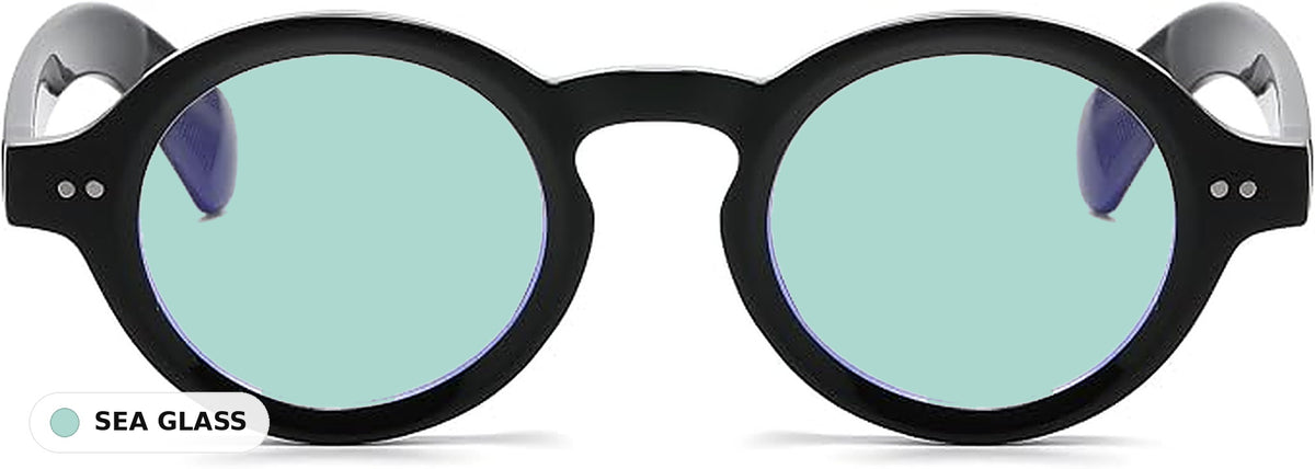 Amelie Black eyeglasses with Sea Glass lens tint