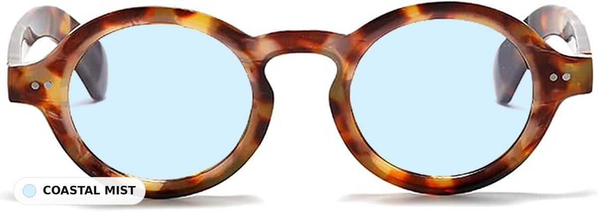 Amelie Tortoise eyeglasses with Coastal Mist lens tint