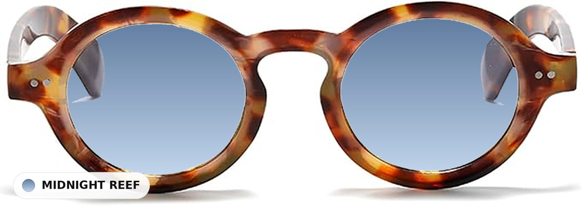 Amelie Tortoise eyeglasses with Midnight Reef gradient lens tint