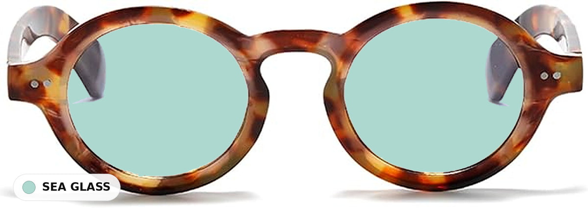 Amelie Tortoise eyeglasses with Sea Glass lens tint