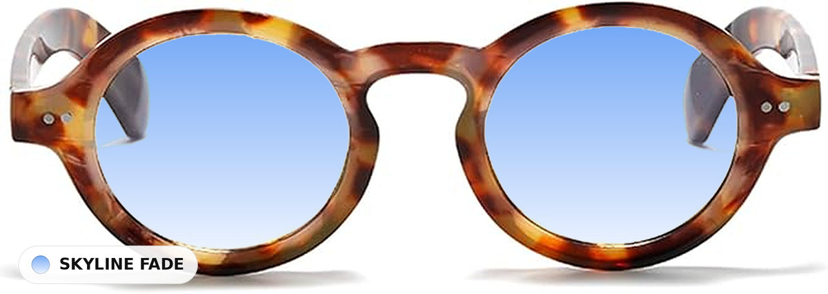 Amelie Tortoise eyeglasses with Skyline Fade gradient lens tint