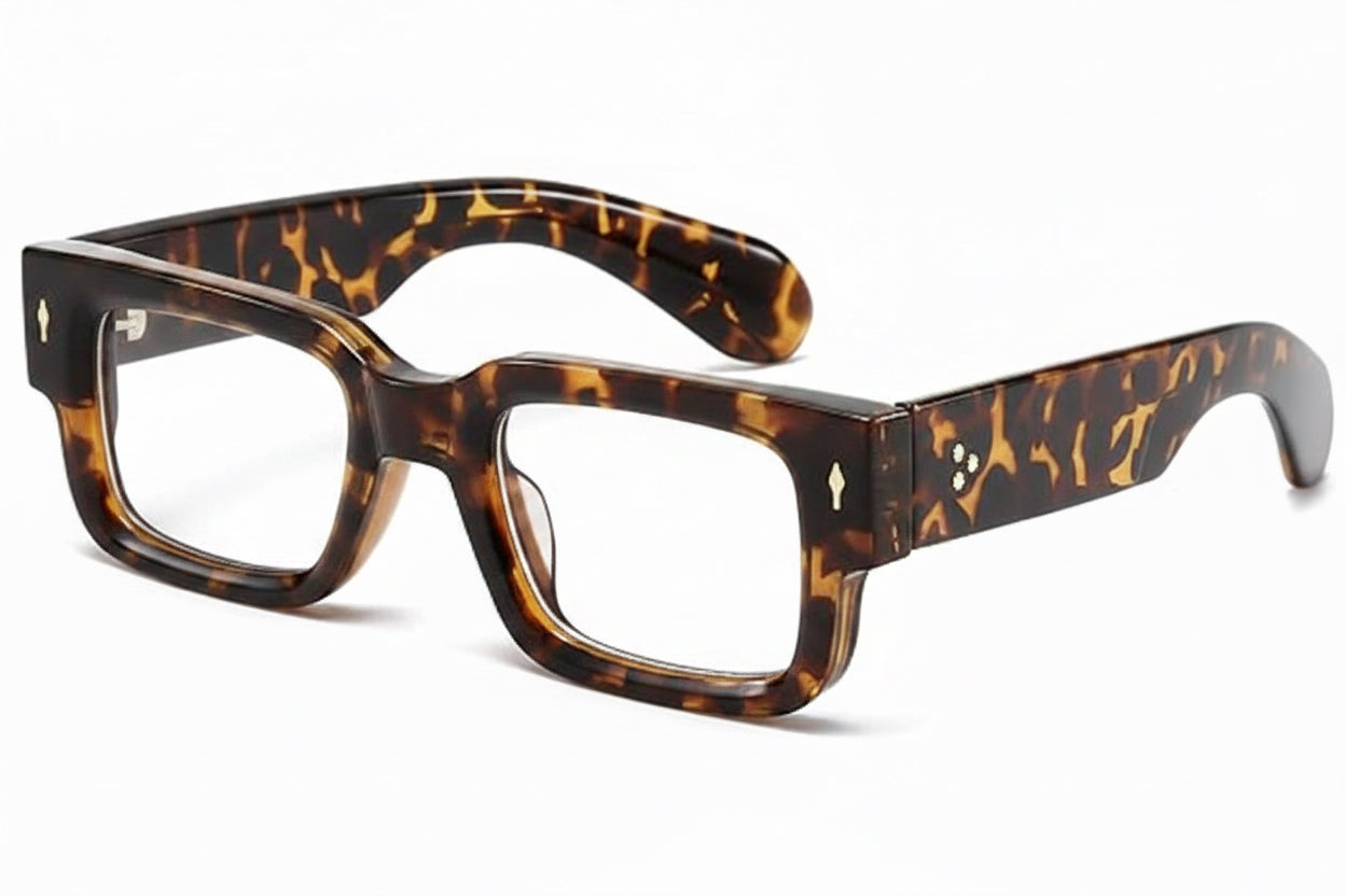 Modern Firenze Tortoise square eyewear with warm tortoise finish and geometric lines