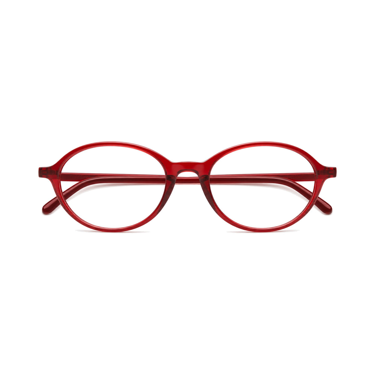 Olivia Burgundy Red retro oval prescription glasses, front view