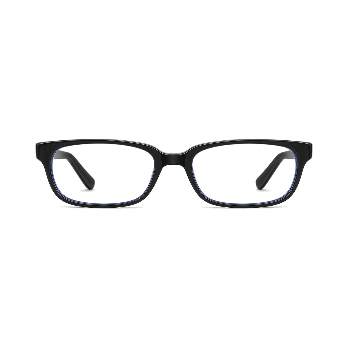 Bordeaux Women's Black narrow rectangle prescription glasses, front view