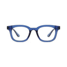 Toulouse Blue geometric square prescription glasses, front view