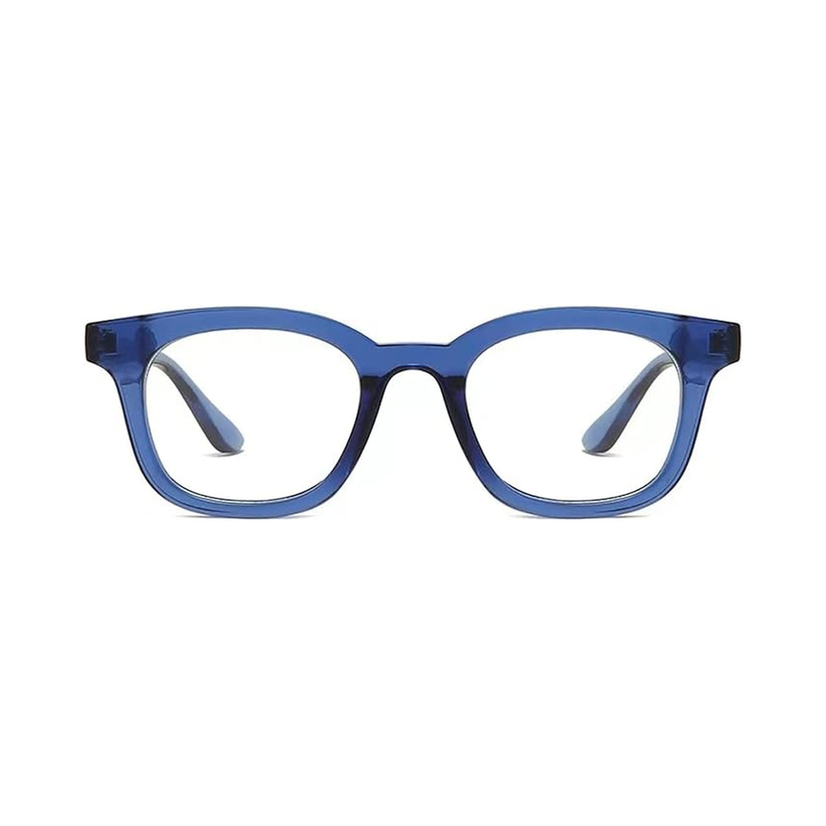 Toulouse Blue geometric square prescription glasses, front view
