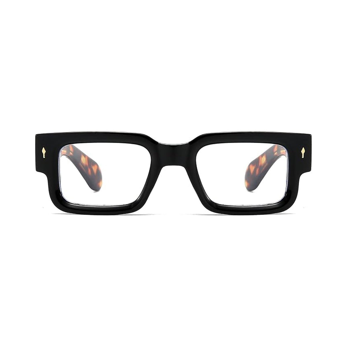 Firenze Black/Tortoise geometric square prescription glasses, front view