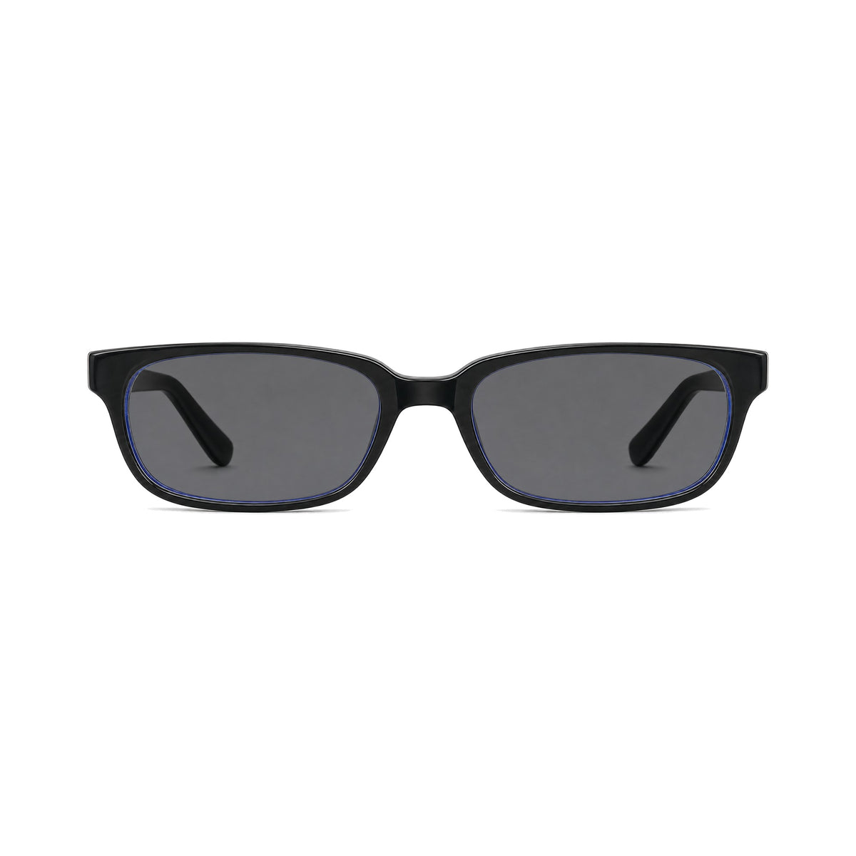 Bordeaux Women's Black narrow rectangle prescription sunglasses, front view