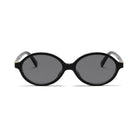 Camille Black retro oval prescription sunglasses, front view