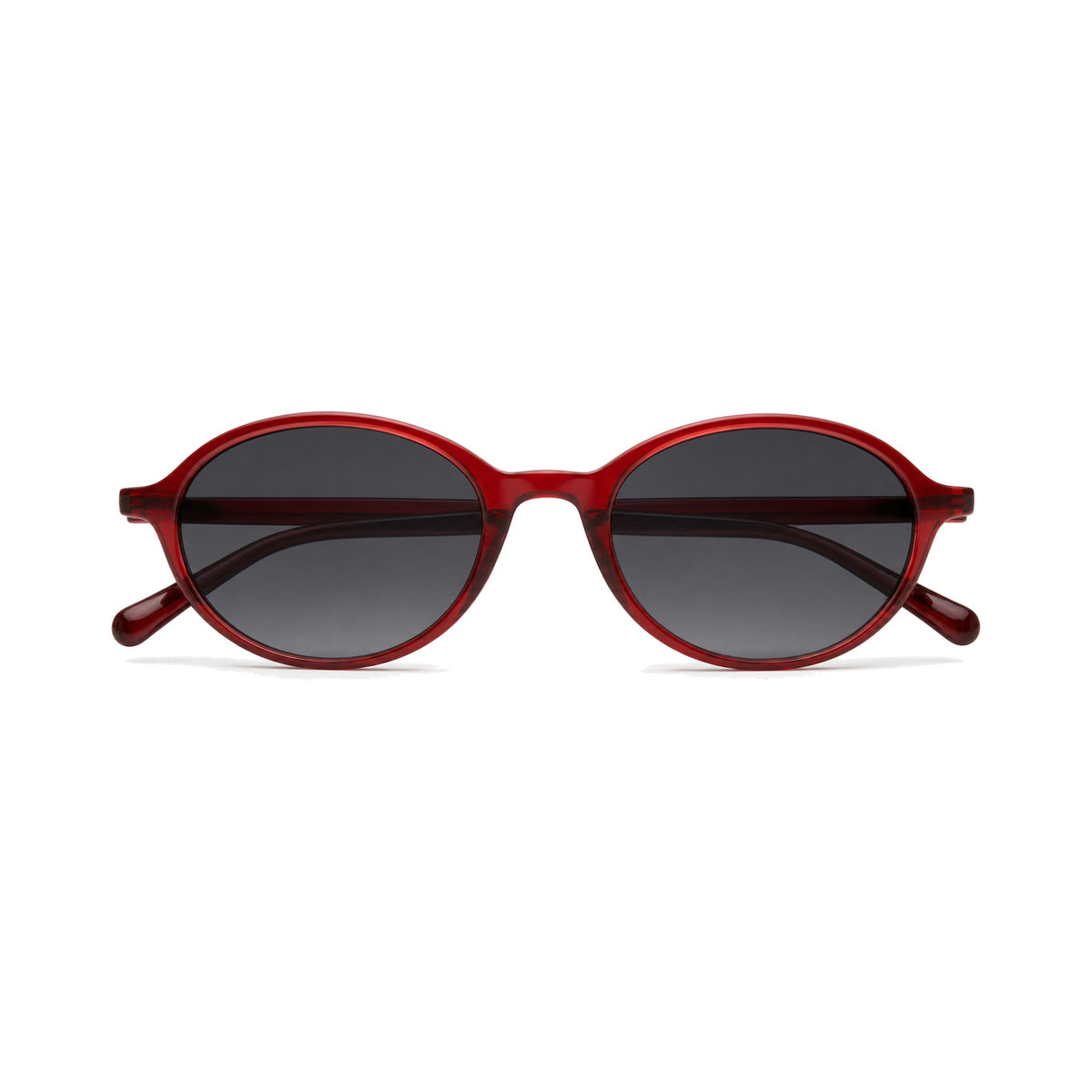 Olivia Burgundy Red retro oval prescription sunglasses, front view