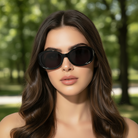 Milano Women's Black oval prescription sunglasses, view 2