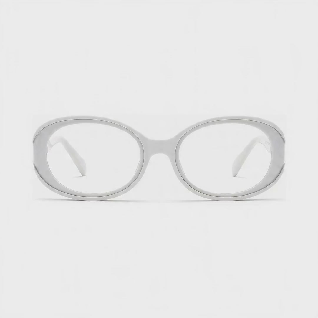 360-degree spinning view of the Milano Women's White oval prescription glasses