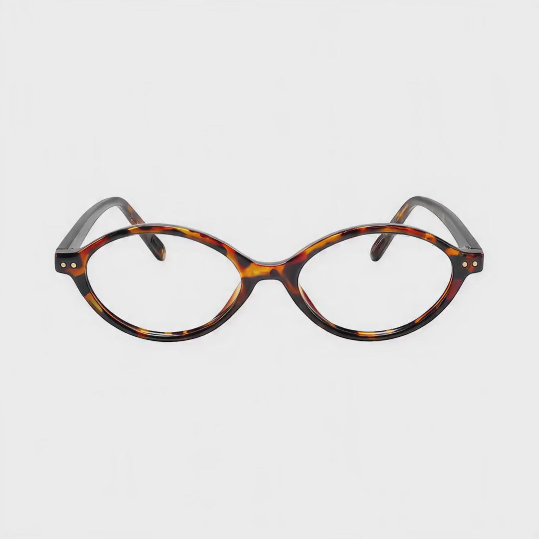 360-degree spinning view of the Olivia Tortoise retro oval prescription glasses