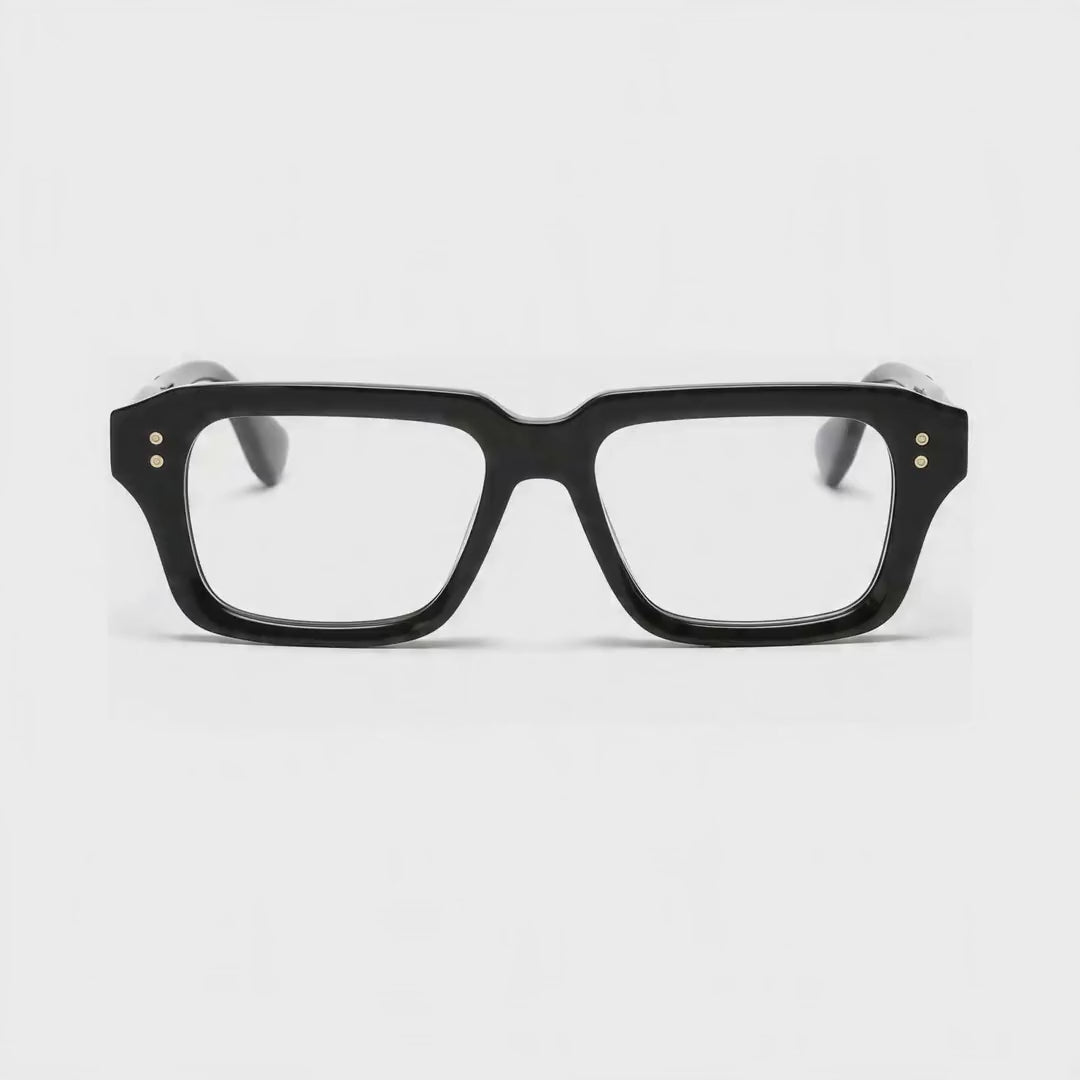 360-degree spinning view of the Miami Black rectangle prescription glasses