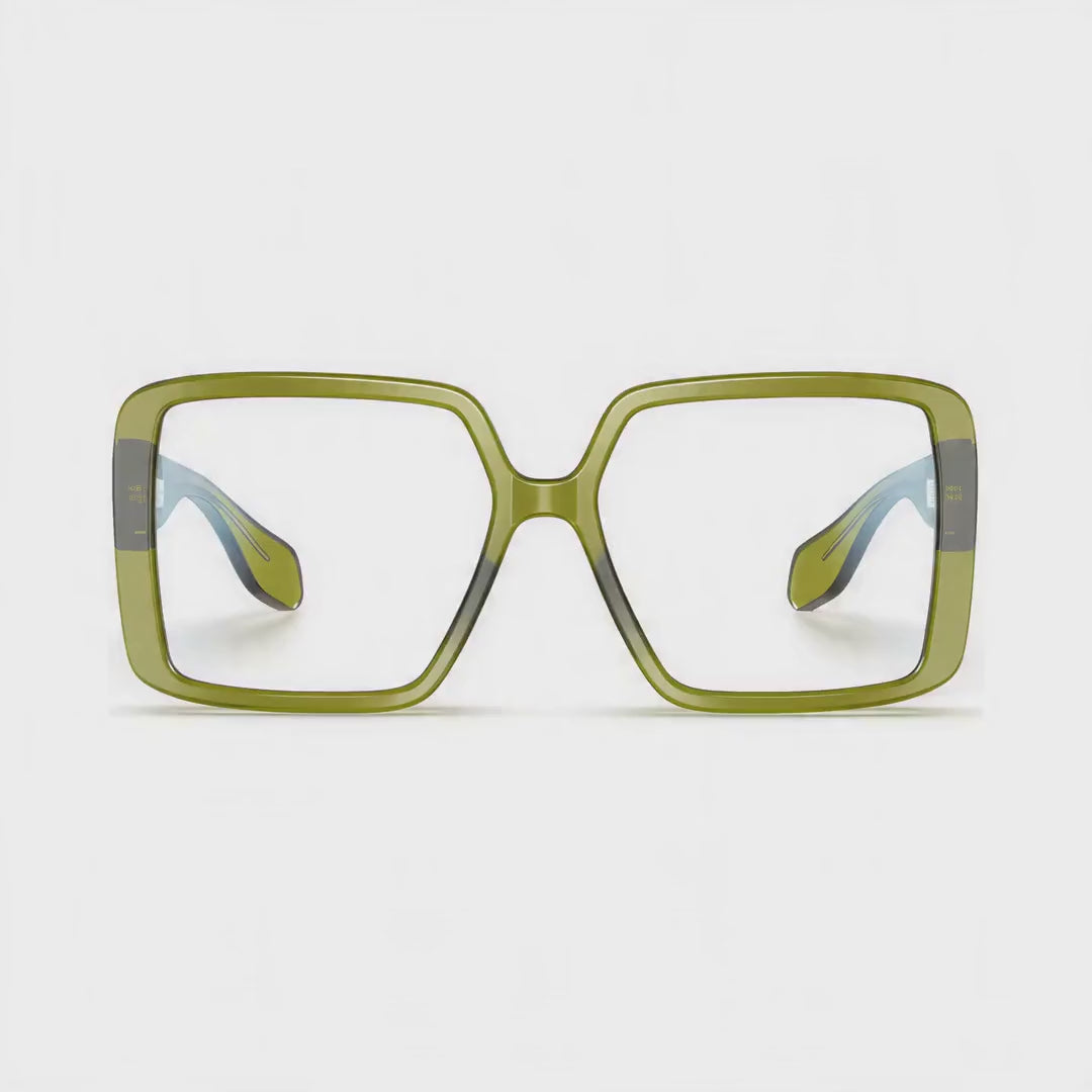 360-degree spinning view of the Harvard Women's Green oversized prescription glasses