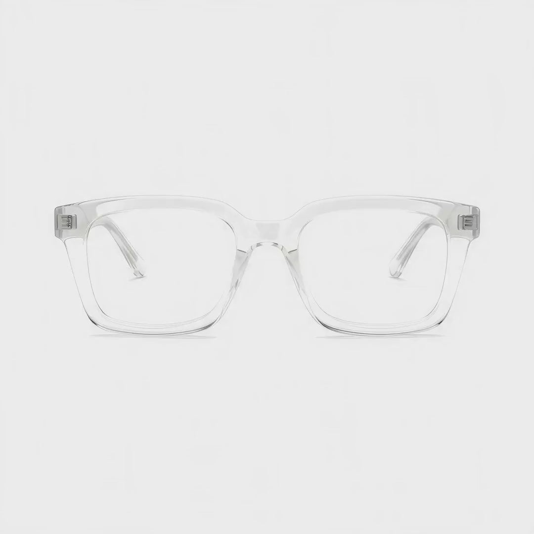 360-degree spinning view of the Havana Clear oversized square prescription glasses