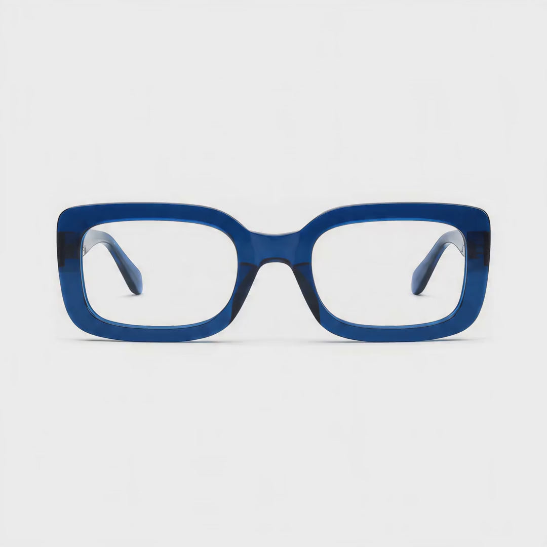 360-degree spinning view of the Antoinette Denim Blue vintage-inspired prescription glasses