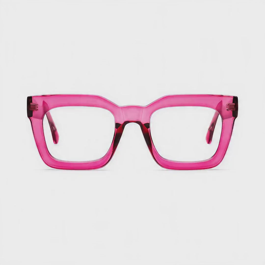 360-degree spinning view of the Marseille Pink square prescription glasses