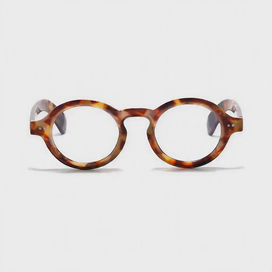 360-degree spinning view of the Amelie Tortoise small round prescription glasses