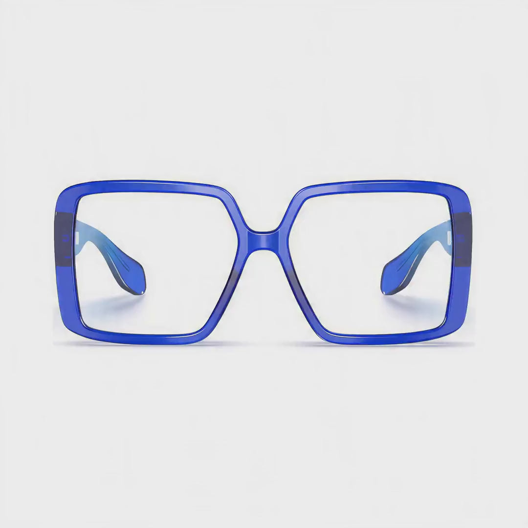 360-degree spinning view of the Harvard Women's Blue oversized prescription glasses