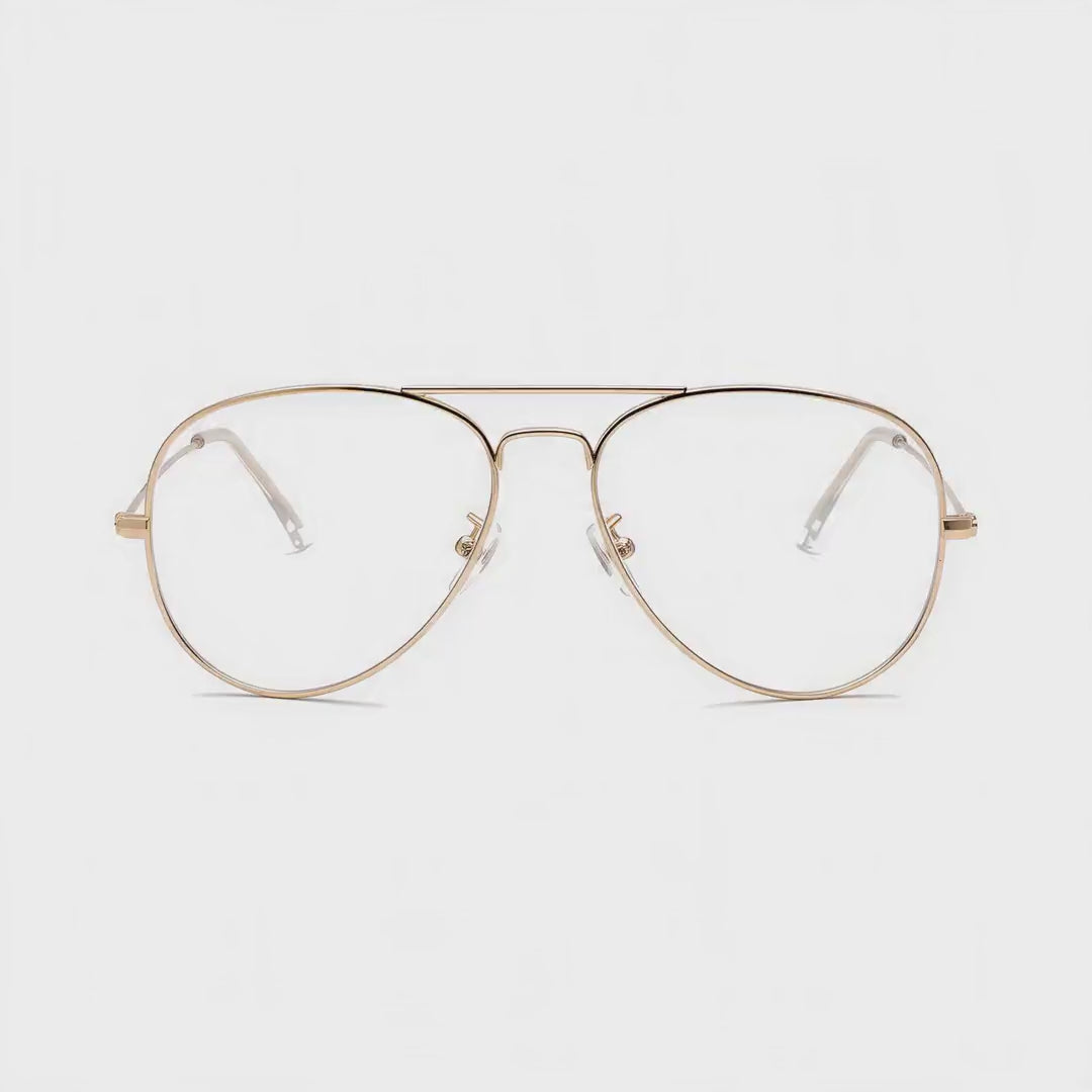 360-degree spinning view of the Aviator Gold aviator metal prescription glasses