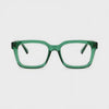 360-degree spinning view of the Havana Green oversized square prescription glasses