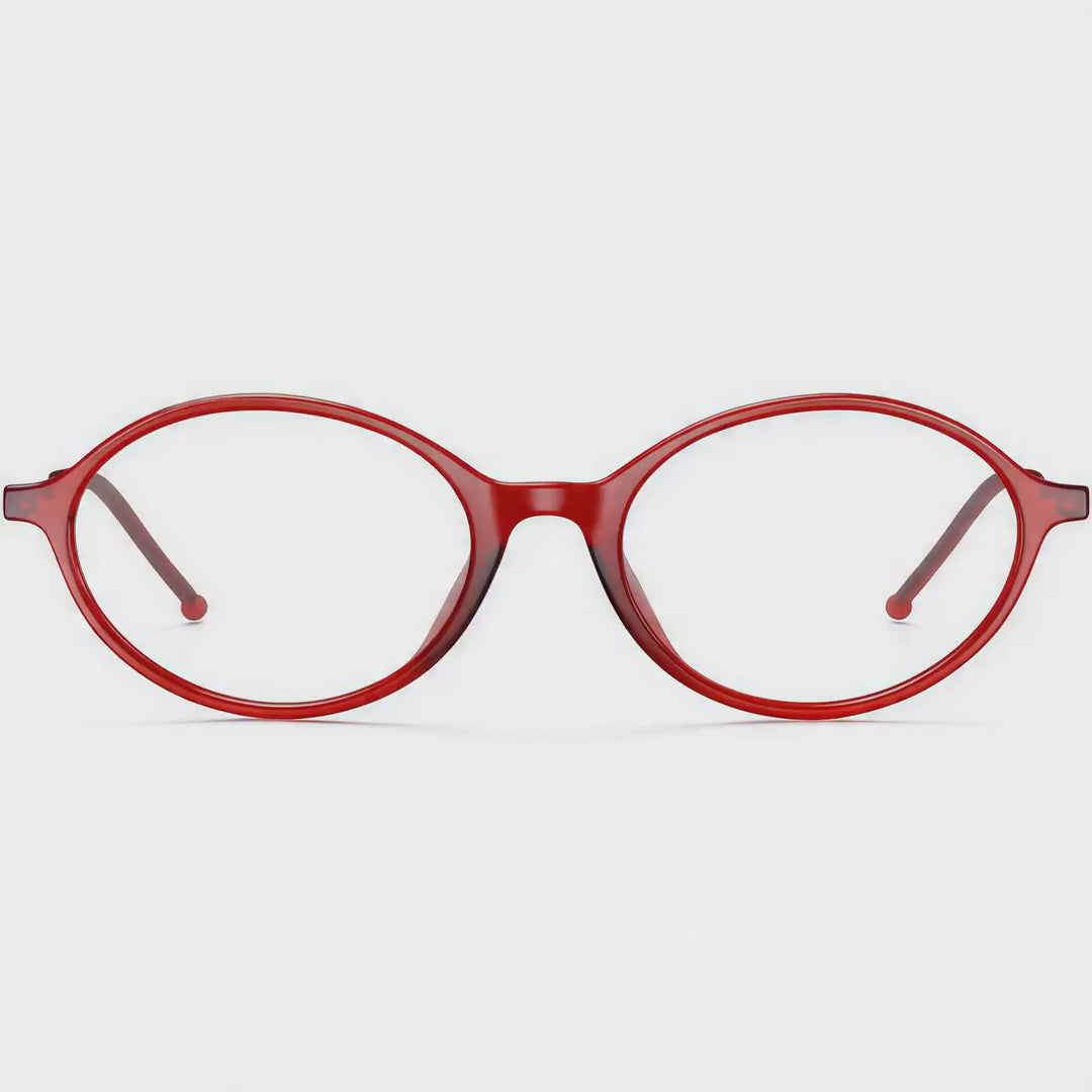 360-degree spinning view of the Olivia Burgundy Red retro oval prescription glasses