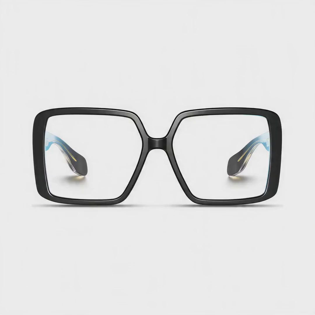 360-degree spinning view of the Harvard Women's Black oversized prescription glasses