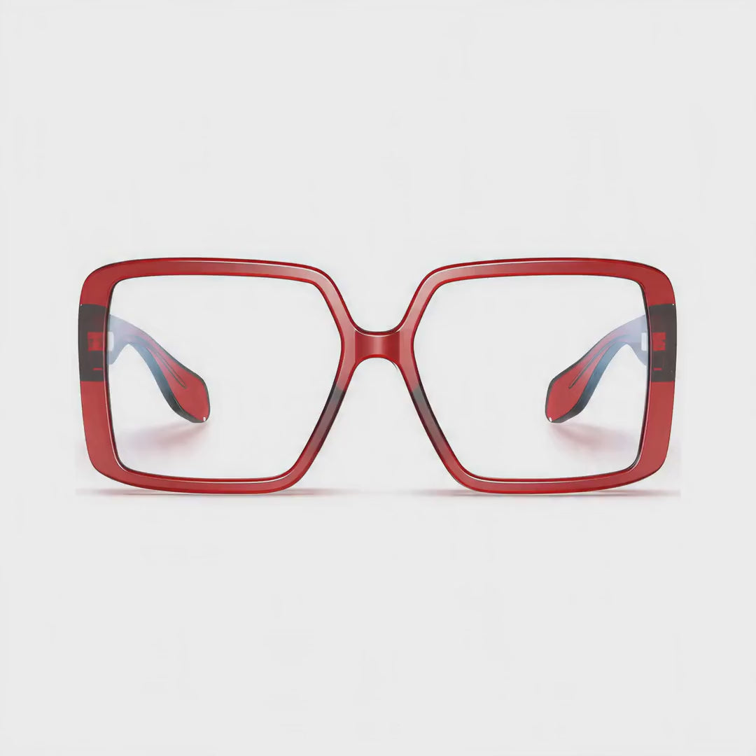 360-degree spinning view of the Harvard Women's Red oversized prescription glasses