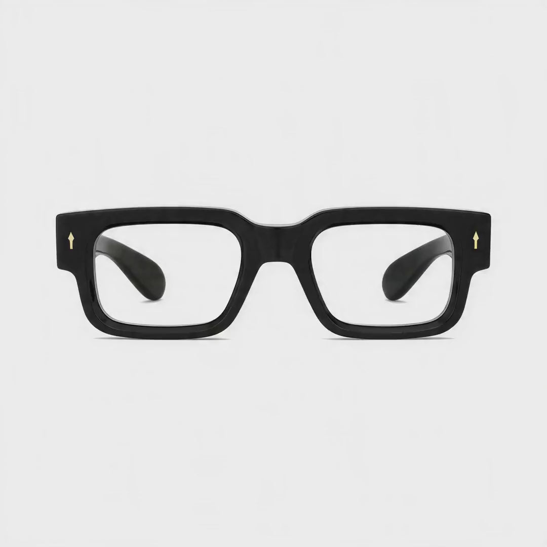 360-degree spinning view of the Firenze Black geometric square prescription glasses