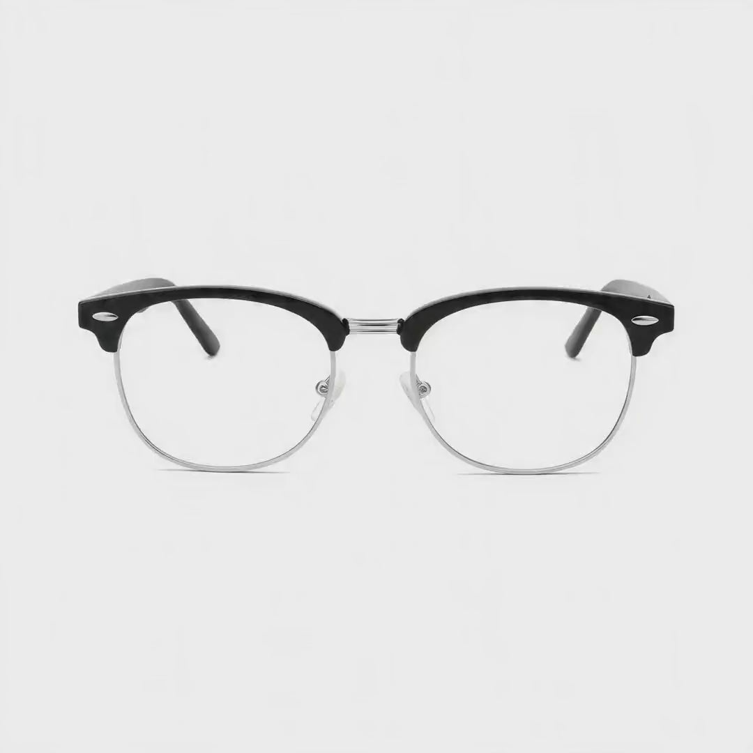 360-degree spinning view of the Barcelona Black/Silver horn-rimmed prescription glasses