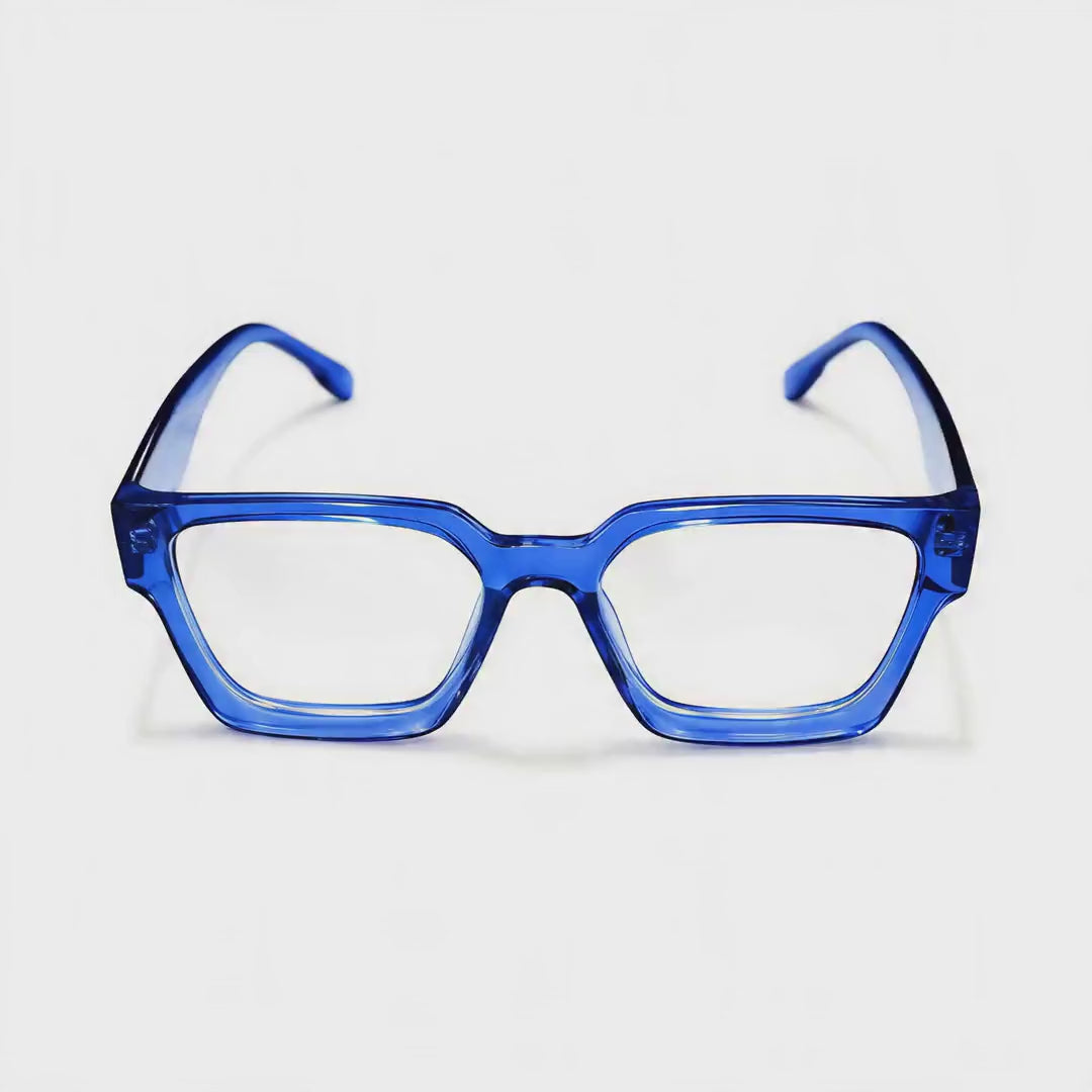 360-degree spinning view of the Sprezza Ocean Blue European-inspired prescription glasses
