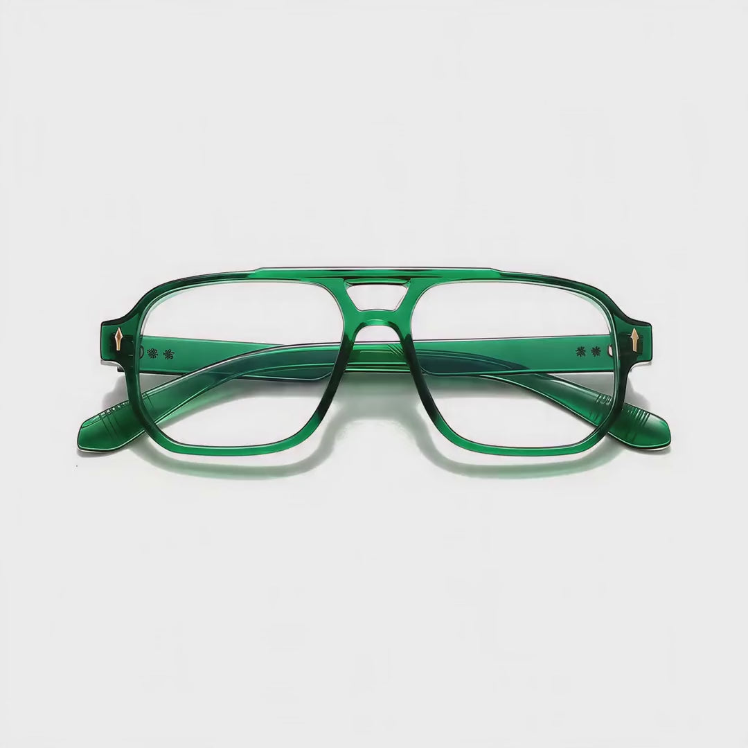 360-degree spinning view of the Pausini Green Italian-inspired prescription glasses